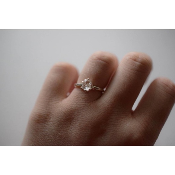 Raw Diamond Ring - Pear Shaped Ring - Solitaire Engagement Ring - Boho W…